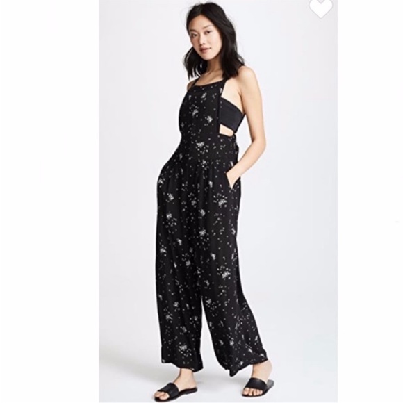 Free People Sweet in the Streets Printed Floral Jumpsuit Overalls M - Picture 5 of 14